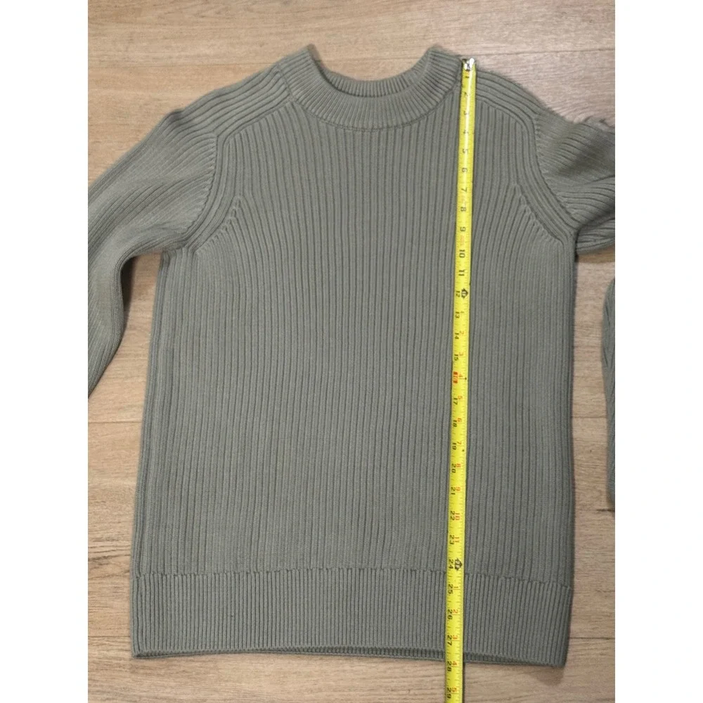 Pact Mens Small Sage Green 100% Organic Cotton Ribbed Knit Crewneck Sweater